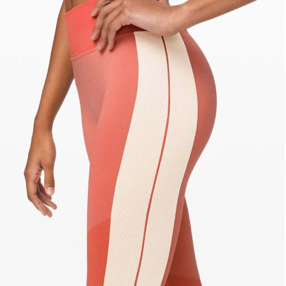 LULULEMON Ebb  to Train Tight * Abstract Seamless Peach Leggings 25” Size 6 - Picture 3 of 15
